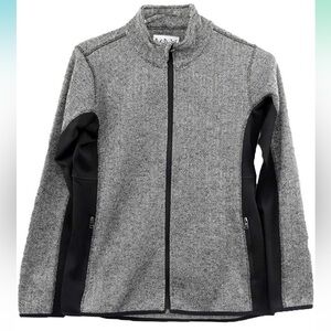 Marc NY Andrew Herringbone Jacket Women's XXL Grey Black Full Zip Fleece Pockets